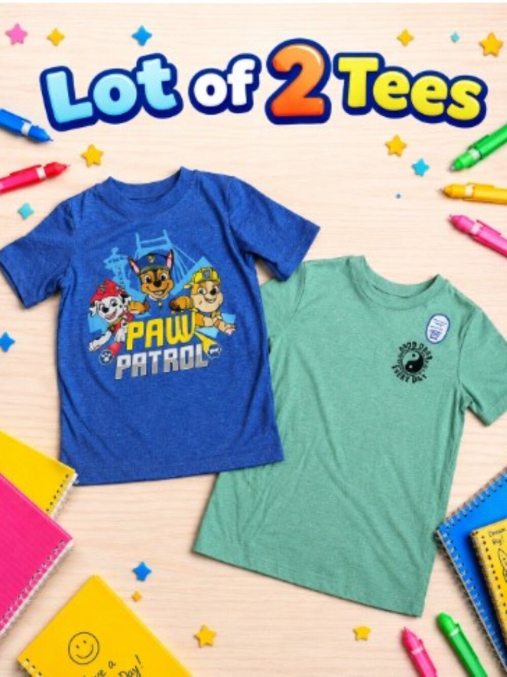 Boys size 5 Paw Patrol Boys' Blue Graphic Tee & Garanimals Green Graphic Tee